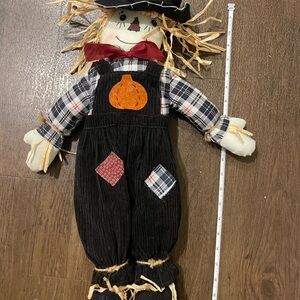 Plaid Scarecrow Doll with Black Overalls
